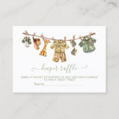 サファリ赤ちゃんシャワー物干しおむつラッフルカード 名刺 (正面)