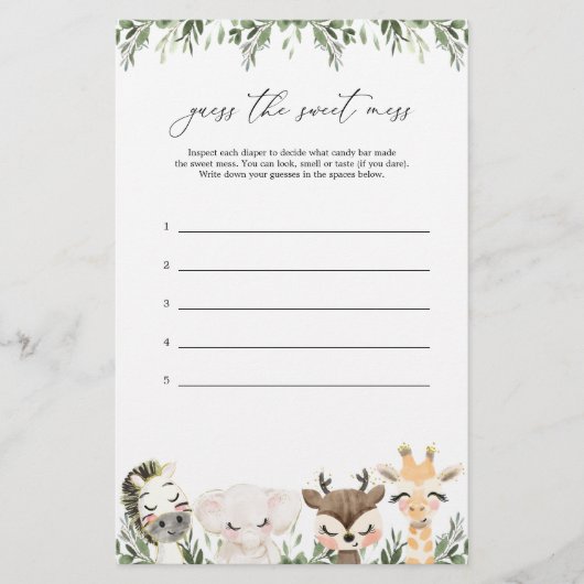 サファリ赤ちゃんシャワー甘い混乱ゲームを推測 (正面)