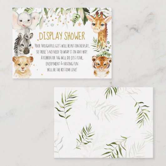 サファリ赤ちゃんシャワー表示シャワーカード エンクロージャーカード (正面/裏面)