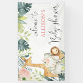 サファリ赤面ピンクのフローラ女の子の赤ちゃんシャワー背景 横断幕 (縦)