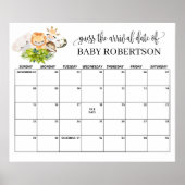 サファリ野生の赤ちゃんシャワー推定期日カレンダー ポスター (正面)