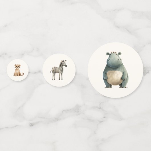 サファリ野生動物かわいい動物の赤ちゃんシャワー コンフェッティ (正面)