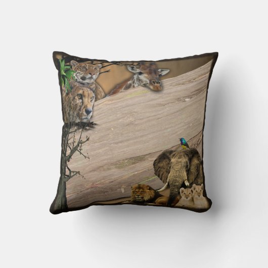サファリ野生動物の枕 クッション (裏面)