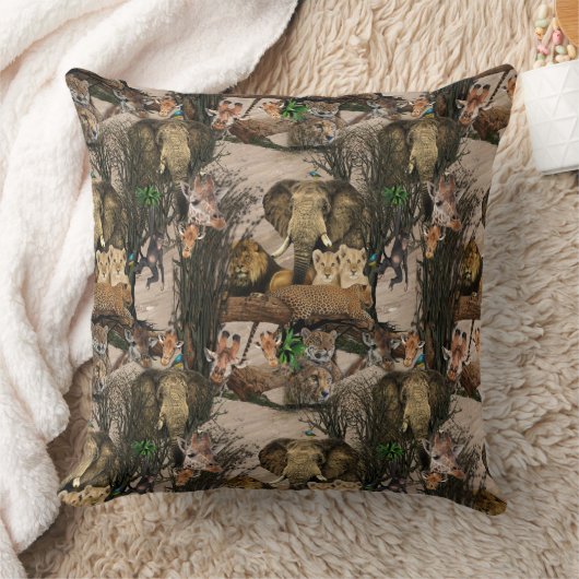 サファリ野生動物の目的地の繰り返しパターン クッション (ブランケット)