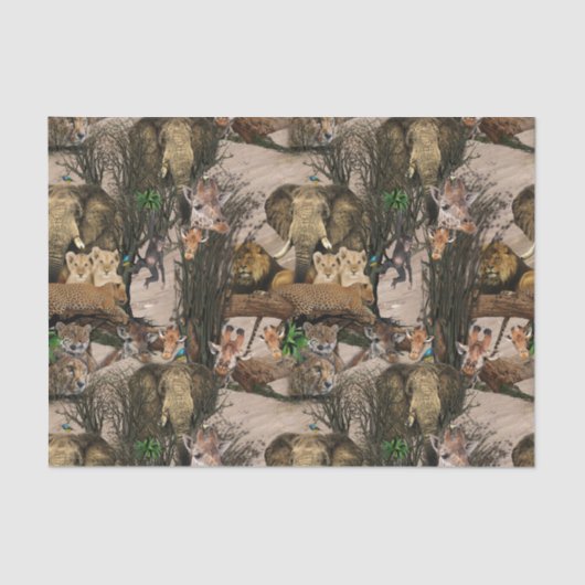 サファリ野生動物の目的地の繰り返しパターン 薄葉紙 (正面)