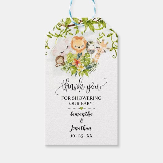 サファリ野生動物の赤ちゃんシャワーのお気に入り ギフトタグ (正面)