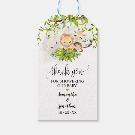 サファリ野生動物の赤ちゃんシャワーのお気に入り ギフトタグ (正面)