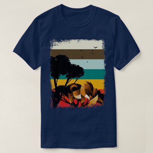 サファリ野生動物アフリカ動物園ハイエナ Tシャツ (デザイン正面)