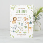 サファリ野生動物ジャングル動物園ボーイ誕生日 招待状 (スタンド正面)