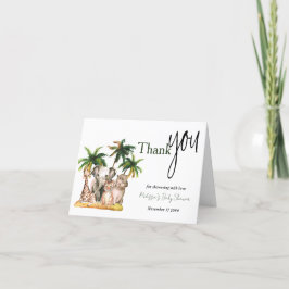 サファリ野生動物トロピカルベビーシャワー サンキューカード