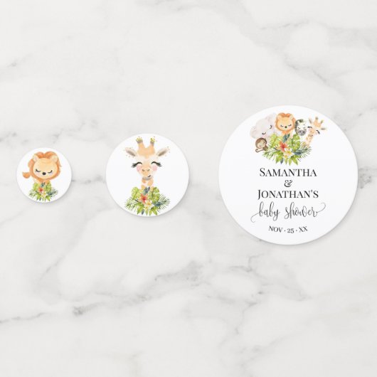 サファリ野生動物園の赤ん坊の動物の赤ちゃんシャワー コンフェッティ (裏面)