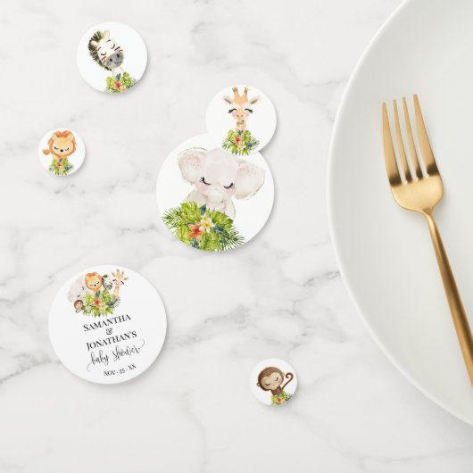 サファリ野生動物園の赤ん坊の動物の赤ちゃんシャワー コンフェッティ (グループ)