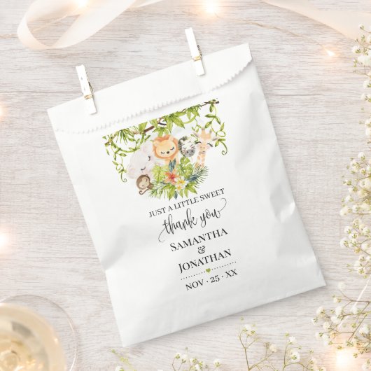 サファリ野生動物園の赤ん坊の動物の赤ちゃんシャワー フェイバーバッグ (クリップ留めされた状態)