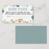 サファリ野生動物赤ちゃんシャワーおむつラッフルカード エンクロージャーカード (正面/裏面)