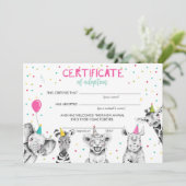 サファリ野生動物養子縁組証明書誕生日 招待状 (スタンド正面)