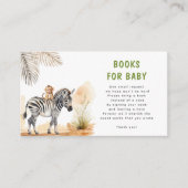 サファリ野生赤ちゃんベビーの赤ちゃんシャワー用の動物の本 エンクロージャーカード (正面)