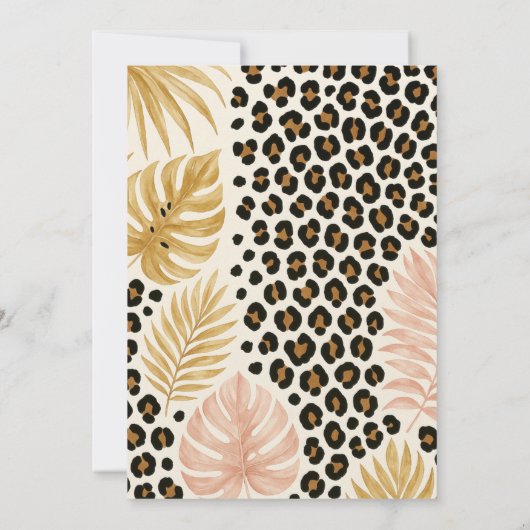 サファリ金ゴールドヒョウ印刷ベビーシャワー招待状 招待状 (裏面)