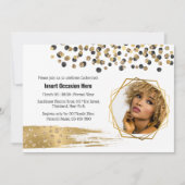 サファリ金ゴールドブラックブライダルパーティグリッター紙吹雪 招待状 (正面)