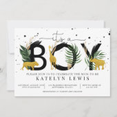 サファリ金ゴールド動物ベビーシャワー招待状 招待状 (正面)