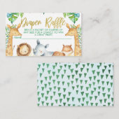 サファリ風おむつラッフルベビーシャワーチケット エンクロージャーカード (正面/裏面)