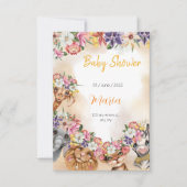 サファリ風の赤ちゃんシャワーの招待金ゴールド サンキューカード (正面)