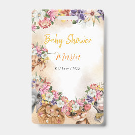 サファリ風の赤ちゃんシャワーの招待金ゴールド バッジ