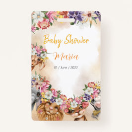 サファリ風の赤ちゃんシャワーの招待金ゴールド バッジ