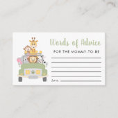 サファリ風の赤ちゃんシャワーアドバイス エンクロージャーカード (正面)