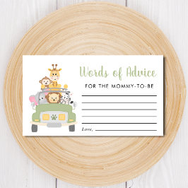 サファリ風の赤ちゃんシャワーアドバイス エンクロージャーカード