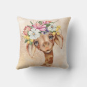 サファリ風の赤ちゃんシャワーピンクと金ゴールド クッション (裏面)