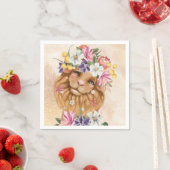 サファリ風の赤ちゃんシャワーピンクと金ゴールド スタンダードカクテルナプキン (インサイチュ)