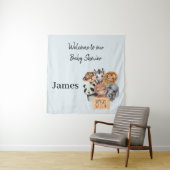 サファリ風の赤ちゃんシャワーブルー タペストリー (インサイチュ)