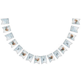 サファリ風の赤ちゃんシャワー招待ブルー バンティングフラッグ