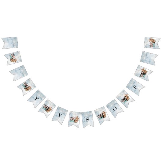 サファリ風の赤ちゃんシャワー招待ブルー バンティングフラッグ (全)