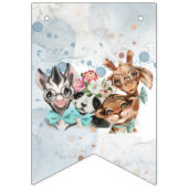 サファリ風の赤ちゃんシャワー招待ブルー バンティングフラッグ (第2の旗)