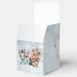 サファリ風の赤ちゃんシャワー招待ブルー フェイバーボックス