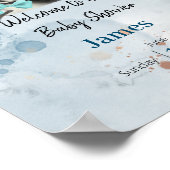 サファリ風の赤ちゃんシャワー招待ブルー ポスター (角)