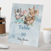 サファリ風の赤ちゃんシャワー青いペデスタルサイン 台座サイン (インサイチュ)