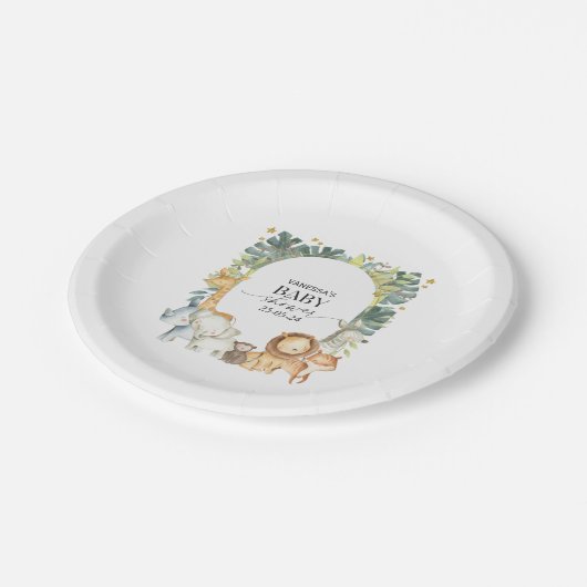 サファリ風の赤ちゃんシャワー ペーパープレート (アングル)