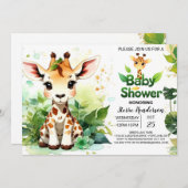 サファリ風キリンの赤ちゃんシャワー 招待状 (正面/裏面)
