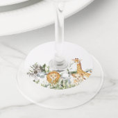 サファリ風バビシャワー ワイングラスタグ (クローズアップ)