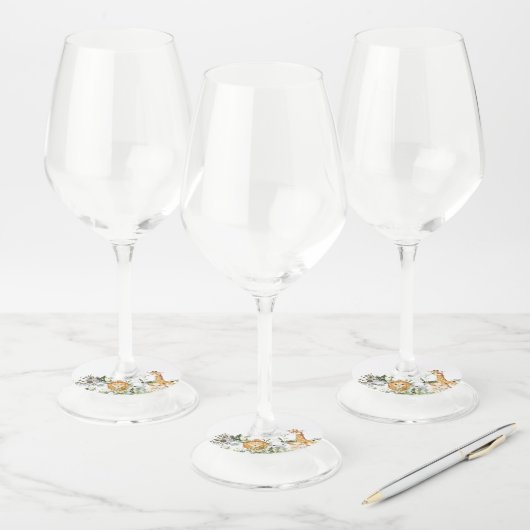 サファリ風バビシャワー ワイングラスタグ (セット)