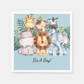 サファリ風ベビーシャワー招待状、ダウンロード可能 スタンダードカクテルナプキン (正面)