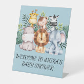 サファリ風ベビーシャワー招待状、ダウンロード可能 台座サイン (正面)