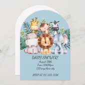 サファリ風ベビーシャワー招待状、ダウンロード可能 招待状 (正面/裏面)