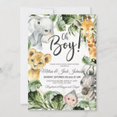 サファリ風ベビーシャワー男の赤ちゃんシャワー 招待状 (正面)