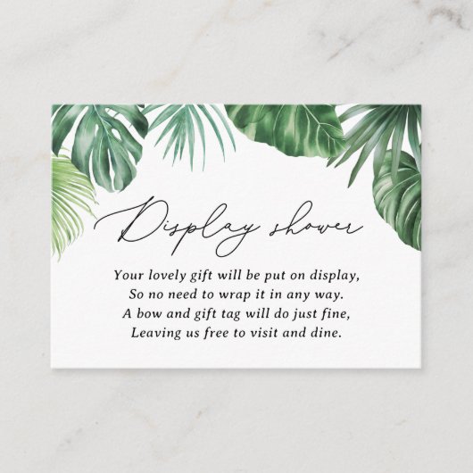 サファリ風ベビーシャワー緑のディスプレイシャワー エンクロージャーカード (正面)