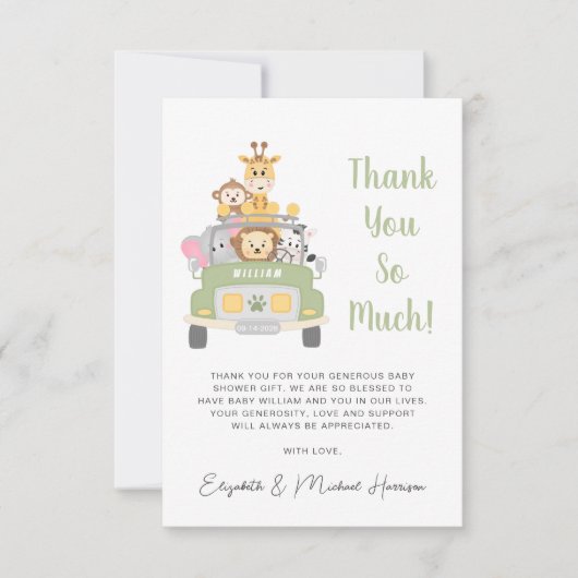サファリ風ベビーシャワー サンキューカード (正面)
