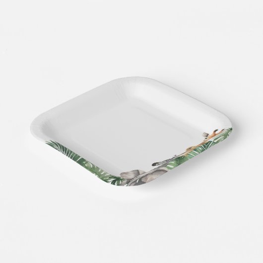 サファリ風ベビーシャワー ペーパープレート (傾斜あり)