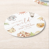 サファリ風ベビーシャワー ラウンドペーパーコースター (アングル)